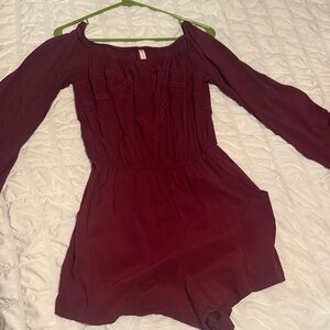 Xhilaration Maroon Long Sleeve Romper